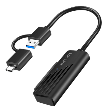SATA na USB-C/USB-A 2 u 1 adapter LogiLink 2.5” SSD HDD 5Gb/s USB 3.2 Gen1 crni Plug & Play