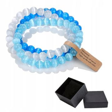 Set od 3 x narukvice 8 mm kvarcni kamen mačje oko zelena bijela plava