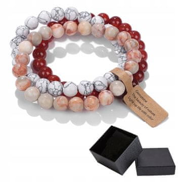 Set od 3 narukvice 8 mm Kamen Bijeli howlit Jasper Picasso Ahat Kava