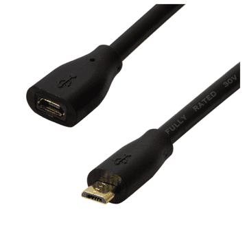 USB 2.0 Micro-USB produžni kabel 0,5 m crni Logilink - prijenos 480 Mbit/s