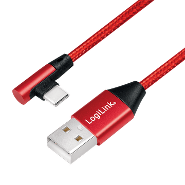 LogiLink USB-C 90° na USB-A kabel 1 m crveni 3A brzo punjenje