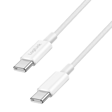 Logilink USB C kabel za brzo punjenje 60W 1m 3A 480 Mbit/s Bijeli najlon