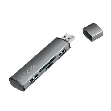 USB 3.2 Gen2 2-portni hub s čitačima kartica, Logilink, UA0394