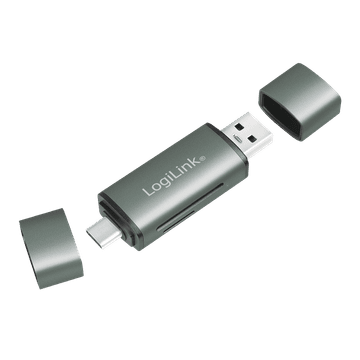 LogiLink USB 3.2 Gen1 čitač kartica - SD/microSD, USB-C i USB-A OTG, aluminijsko kućište, prijenos od 5 Gb/s