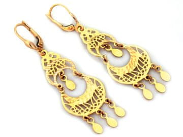 Zlatne naušnice 14k pokretne ažur orijent 3,71g duge elegantne pr585
