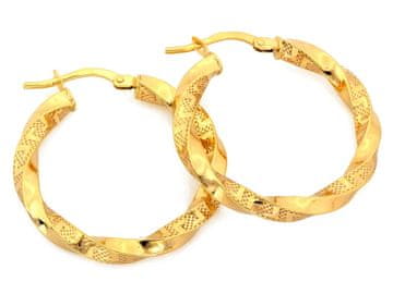 Naušnice od zlata 585 upleteni krugovi 27mm promjer, idealan dar