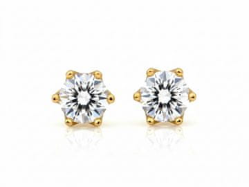Zlatne naušnice šipka s cirkonom 585 14k 1.42g 6mmx6mm moderne za dar