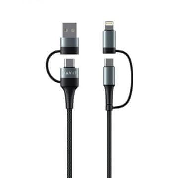 Havit 4-u-1 USB / USB-C na USB-C / Lightning kabel za punjenje, 1 m