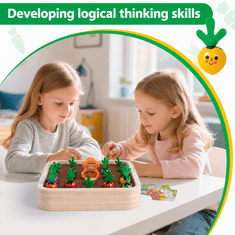 Netscroll Igra pamćenja s mrkvama, drvena Montessori igračka, CARROT.