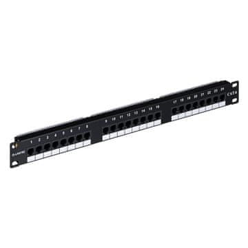 slomart QLA Alantec PK-U6-1 patch panel, Cat5e, 24 porta, Crna