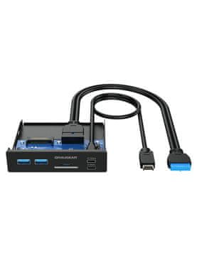 MULTI Graugear Multi Panel s USB Hubom + čitačem kartica, Crni