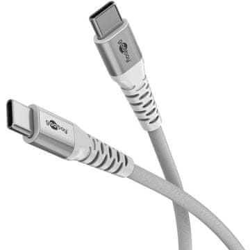 Goobay USB-C na USB-C 2m 60W 480Mbit/s bijeli Supersoft tekstilni podatkovni i kabel za punjenje