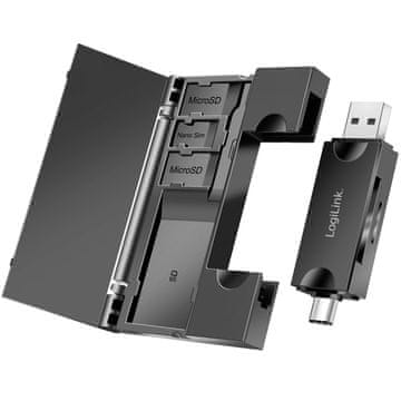 LogiLink Čitač memorijskih kartica USB-C + USB-A MicroSD - i SD kartica uklj. pohranu