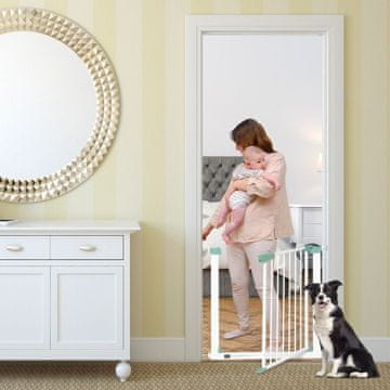 Northix Sigurnosna vrata za bebe 80-132 cm metalna vrata za stepenice bez bušenja 80-130 x 2 x 76 cm bijela