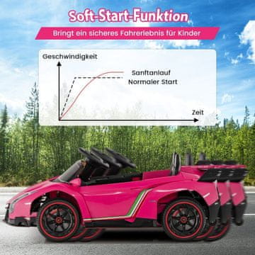 Northix Dječji električni automobil Lamborghini s daljinskim upravljačem i LED prednjim svjetlima te sirenom i glazbom, dječji automobil roze boje