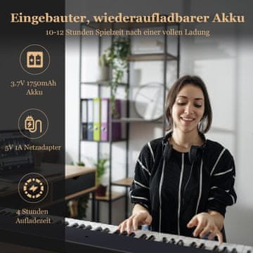 Northix Sklopiva elektronička tipkovnica Sklopiva s 88 osvijetljenih tipki Digitalna tipkovnica Digitalna tipkovnica Crna