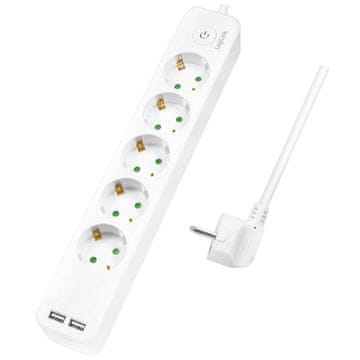 LogiLink Utičnica s 5 priključaka 2 USB a s prekidačem 1 5 m Bijela