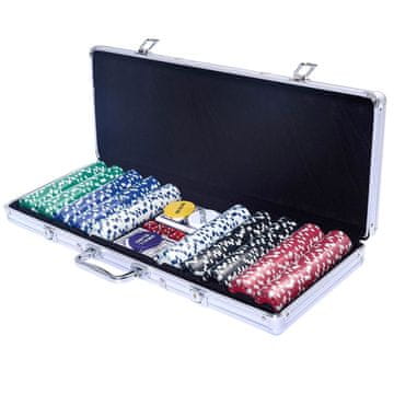Northix Poker set, poker kutija s 500 laserskih žetona, aluminijska kutija, aluminijska poker kutija + krpa + 2 poker špila