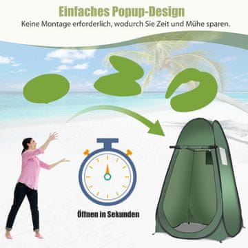 Northix Šator za tuširanje na plaži šator za presvlačenje šator za WC bočni šator veliki šator kabina sklopiva zelena