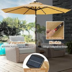 Northix LED rasvjetni konzolni suncobran okrugli suncobran na solarni pogon vrtna ručica bež ø 3M