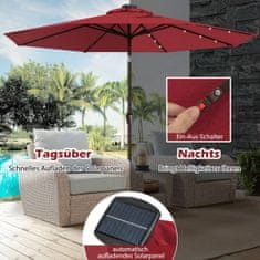 Northix LED rasvjetni konzolni suncobran okrugli suncobran na solarni pogon vrtni suncobran crvena ručica ø 3M