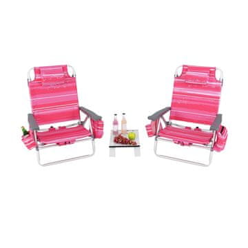 Northix Sklopivi set stolica za plažu, 2 stolice, stol, naslon s 5 položaja