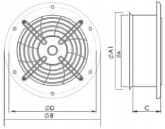 airRoxy Aksijalni zidni ventilator aRos 450, protoka 5365 m3/h
