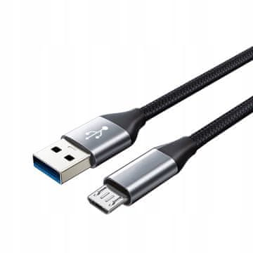 Mo USB - microUSB 2.0 KABEL, OJAČAN, IZDRŽLJIV, DUG, 2 m PLETEN