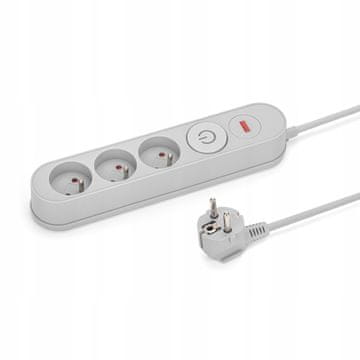 Mo MT137-3 produžni kabel s 3 utičnice, 3 m, sivi