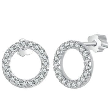 Srebrne Moissanity naušnice na zavrtanje, 0,009 ct, 925 srebro