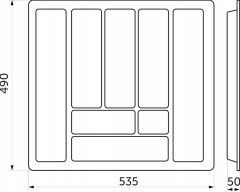Poli Organizator za kuhinjsku ladicu 60 cm sivi 49 x 53,5 cm 1 kom.