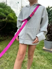 Povodac za pse s amortizerom 480 cm FUKSIJA Podesivi handsfree, proizvedeno u Poljskoj