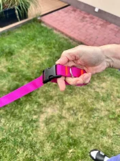 Povodac za pse s amortizerom 480 cm FUKSIJA Podesivi handsfree, proizvedeno u Poljskoj
