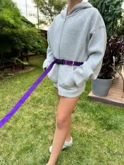 Povodac za pse s amortizerom 480 cm LJUBIČASTO Podesivi HandsFree Proizvedeno u Poljskoj