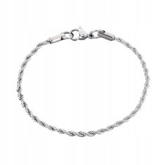 Muška srebrna narukvica 18 cm pletena tanka 3 mm titan čelik