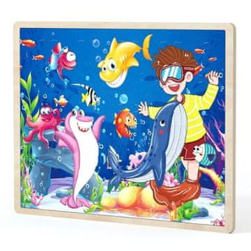 DRVENA SLAGALICA OD 60 DIJELOVA RIBA VODA SLAGALICA