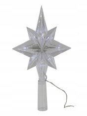 ZVJEZDANI VRH ZA BOŽIĆNO DRVCE BIJELA LED RASVJETA NA BATERIJE 24X14CM UKRASI ZA BOŽIĆNO DRVCE