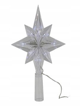 ZVJEZDANI VRH ZA BOŽIĆNO DRVCE BIJELA LED RASVJETA NA BATERIJE 24X14CM UKRASI ZA BOŽIĆNO DRVCE