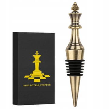 Čep za vino Chess King, brončani, savršen poklon