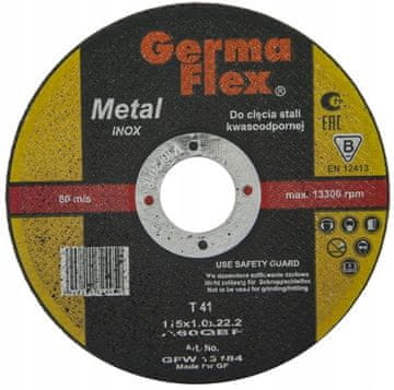GLK Plosnati disk za rezanje čelika otpornog na kiseline GF A60Q Inox T41 115x1.0x22.2 GFW 13484