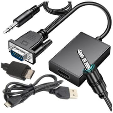 KONVERTORSKI ADAPTER slike s VGA na HDMI + audio priključak 3,5 mm adapter