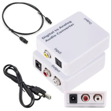 Optički audio pretvarač koaksijalni TOSLINK - RCA 2x CHINCH ANALOGNI