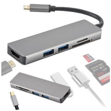USB-C 3.1 Hub pretvarač 2x USB 3.0 HDMI Micro SD adapter za čitač kartica