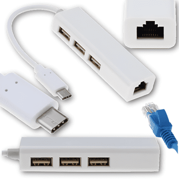 HUB USB-C na 3 x USB 2.0 / Ethernet RJ45 mrežna kartica internetski adapter