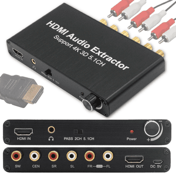 Audio ekstraktor s HDMI-jem s 4K 3D podrškom, 5.1 kanala RCA ekstraktor