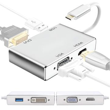 4 u 1 adapter-konverter tipa C na VGA / DVI 4K / HDMI 4K / USB-c HUB