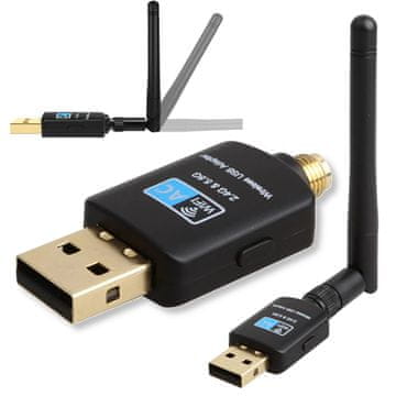 Mrežna kartica Wifi adapter 600Mbps 2.4GHz 5.8GHz 5Ghz AC USB dvopojasni