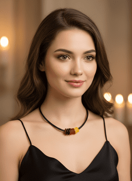 Ogrlica na remenu s raznobojnim jantarom - Baltic Amber Collier