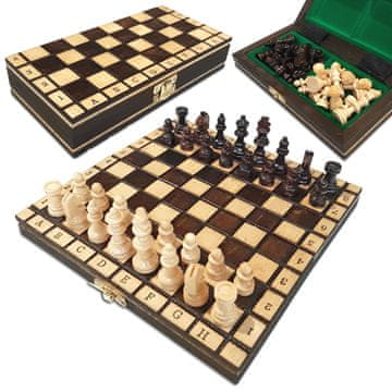 DRVENI PUTNI ŠAHOVSKI SET, PALJENI, TURNIRSKI, 20 x 20 CM, MALI, PROIZVOĐAČ
