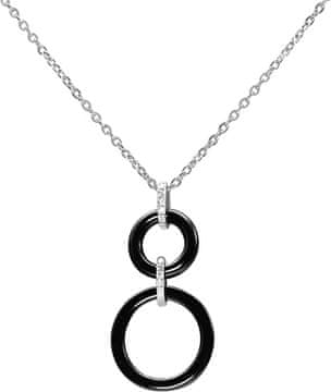 Ženska ogrlica Stella Maris od srebra 925 s privjeskom, dijamant, cirkon, keramika, crna, 45 cm